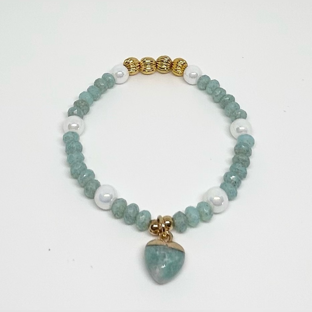 Green Envy - Stretch Bracelet Stack. Aquamarine A… - image 3